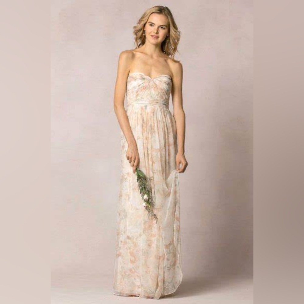 Jenny Yoo Nyla Printed Blush Multi Luxe Chiffon convertible Bridesmaid dress